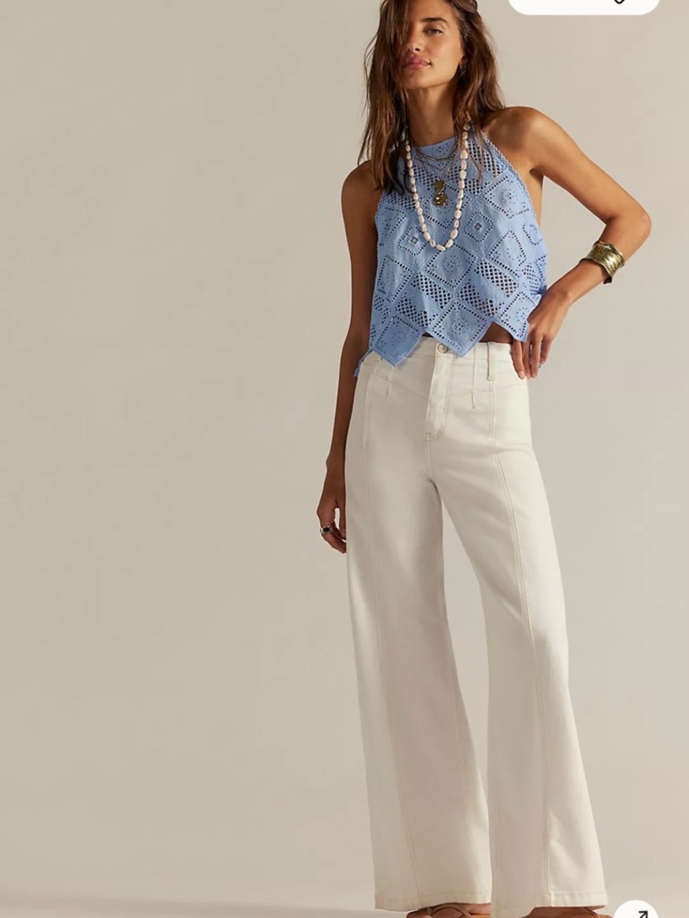 NWT Free People High Rise Wide Leg Jeans in White